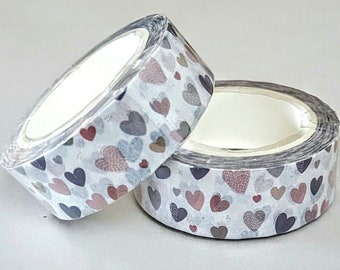 Colorful Hearts Washi Tape, 1m/10m Length Option, Scrapbooking Washi Tape Hearts