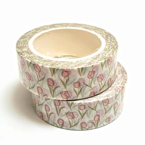 Tulips Flowers Washi Tape, Scrapbooking Washi Tape, 1m-10m Option Sample Full Roll Washi