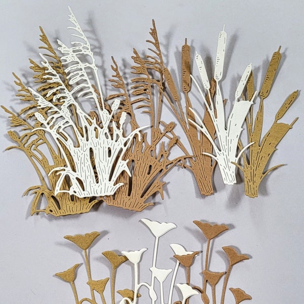 Ornamental Grass, Paper Cutouts, Set of 9 pcs, Scrapbooking Paper Cutouts