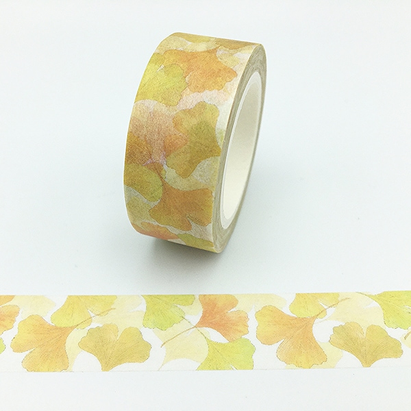 Ginkgo, Leaves, Washi Tape, Scrapbooking Washi Tape, Leaves Washi Tape, Foliage Washi Tape, 7m Full Roll Washi Tape