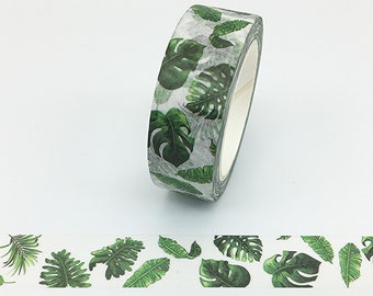 Monstera Leaves Washi Tape, 1m / 10m Option, Scrapbooking Washi Tape