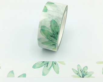 Flowers, Washi Tape, Mint Green Petals Washi Tape, Scrapbooking Washi Tape Flowers, 7m Full Roll Washi Tape