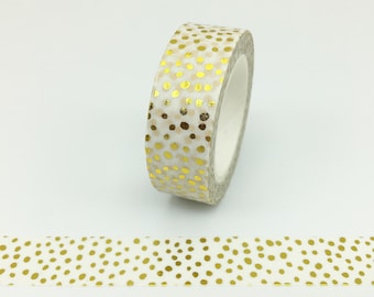 Dots Gold foil, Washi Tape, Scrapbooking Washi Tape Gold Foil, 10m Full Roll Washi Tape, Gold Foil Dots Washi Tape Stickers