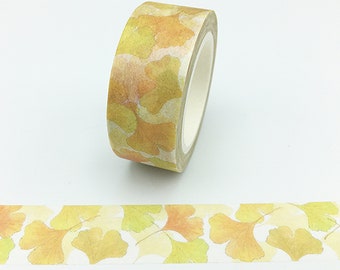 Ginkgo, Leaves, Washi Tape, Scrapbooking Washi Tape, Leaves Washi Tape, Foliage Washi Tape, 7m Full Roll Washi Tape