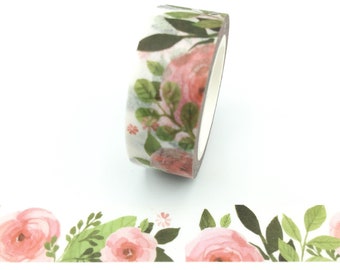 Flowers, Washi Tape, 1m/7m Option Washi Tape, Scrapbooking Washi Tape, 1m Sample Washi Tape, 7m Full Roll Washi Tape