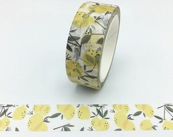 Lemons, Washi Tape, Scrapbooking Washi Tape, 1m Sample - 7m Full Roll Washi Tape