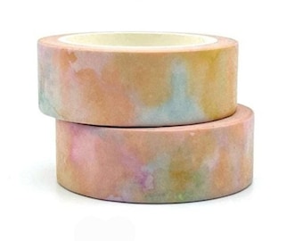 Watercolor, Washi Tape, Orange, Scrapbooking, Tape — 15mm x 10m Length Full Roll