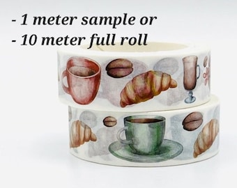 Coffee Drink Desserts Washi Tape, 1m/10m Option,  Scrapbooking Washi Tape Coffee