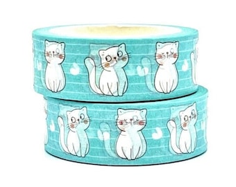 Ruban adhésif Washi avec chats, option de longueur de 1 à 10 mètres, ruban adhésif Washi pour scrapbooking, chats, échantillon de 1 m, rouleau de 10 m