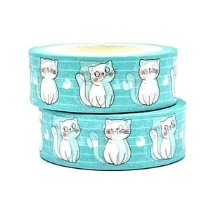Cats Washi Tape, 1-10 meters Length Option, Scrapbooking Washi Tape Cats, 1m Sample Washi Tape, 10m Full Roll Washi Tape image 1