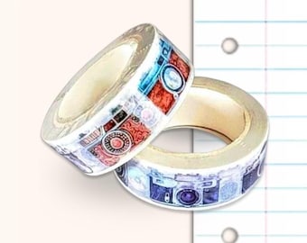 Vintage Washi Tape, Camera, Scrapbooking, Tape — 1m/10m Length Option
