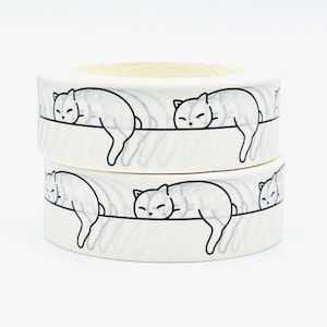 Cat Washi Tape, 1m/10m Option Washi Tape, Scrapbooking Washi Tape Cat, 1m Sample Washi Tape, 10m Full Roll Washi Tape