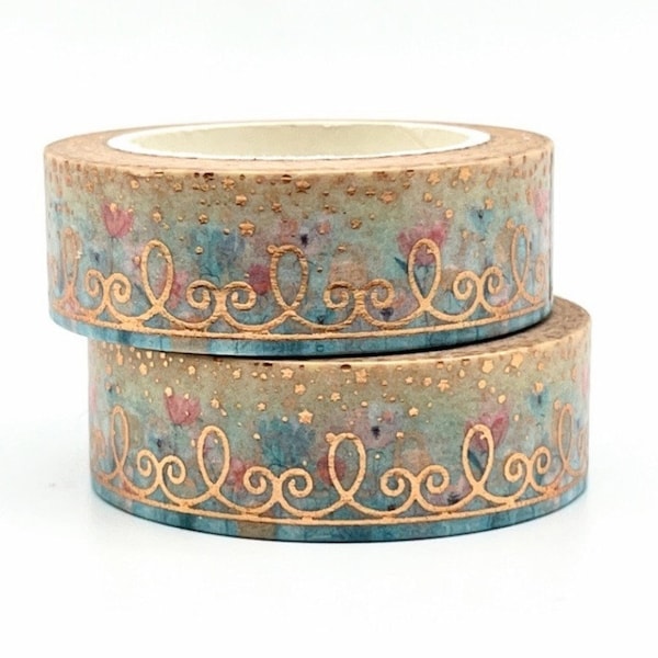 Loop Pattern Washi Tape, Rose Gold Foil, Washi Tape 1m/10m Length, Scrapbooking Washi Tape