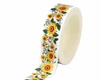 Sunflowers Washi Tape, 1m/10m Length Washi Tape, Scrapbooking Washi Tape