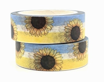 Colorful Sunflowers Washi Tape, 1m/10m Option, Scrapbooking Washi Tape