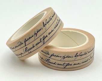 Handwriting and Line, Washi Tape, Scrapbooking Washi Tape, 10m Full Roll Washi Tape, Script Washi Tape