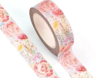 Ruban adhésif Washi Tape Fleurs et feuilles, ruban adhésif Washi pour scrapbooking Fleurs, rouleau de 10 m