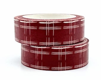 Red and White Lines Washi Tape, Scrapbooking Washi Tape, 10m Full Roll Washi Tape Red White Lines