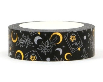 Moon and Book, Gold Foil Washi Tape, Scrapbooking Washi Tape