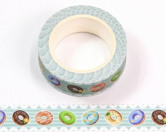 Donuts Washi Tape, 1m/10m Option Washi Tape, Scrapbooking Washi Tape, 1m Washi Tape/10m Washi Tape