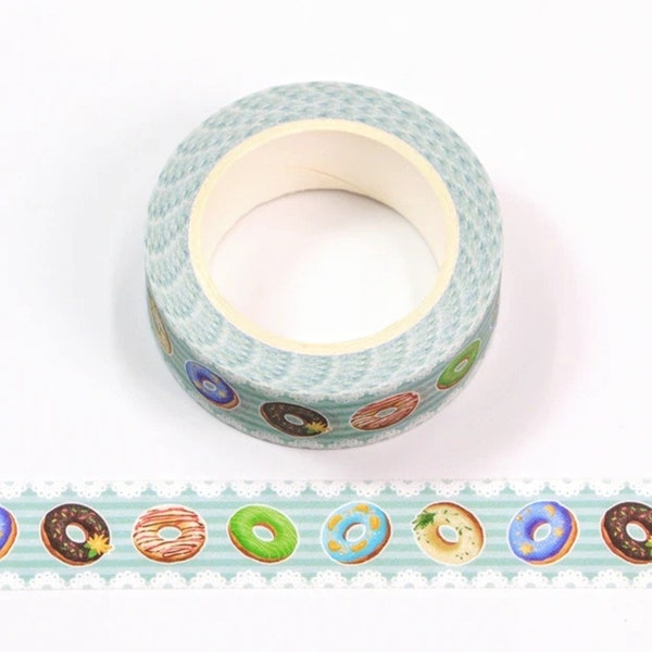 Donuts Washi Tape, 1m/10m Option Washi Tape, Scrapbooking Washi Tape, 1m Washi Tape/10m Washi Tape