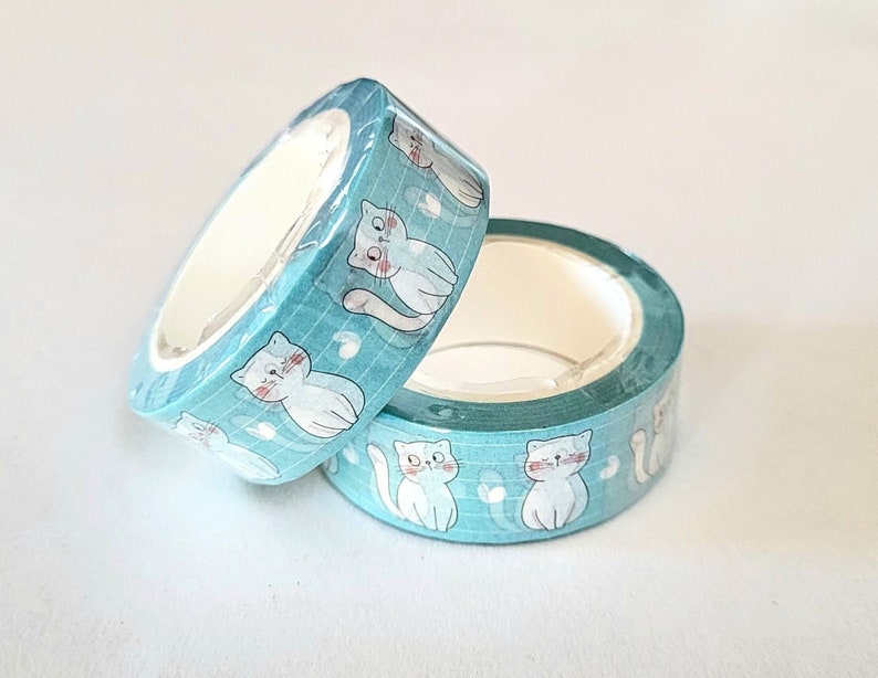 Cats Washi Tape, 1-10 meters Length Option, Scrapbooking Washi Tape Cats, 1m Sample Washi Tape, 10m Full Roll Washi Tape image 2