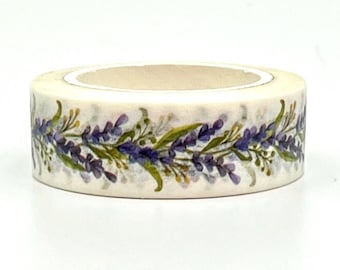 Lavender Flowers, Washi Tape, 1m/10m Option, Scrapbooking Washi Tape, 10m Full Roll Washi Tape