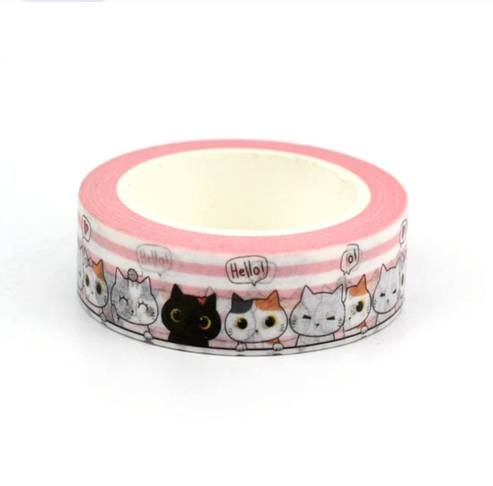 Cute Cats Washi Tape Scrapbooking Tape 10m Full Roll Etsy