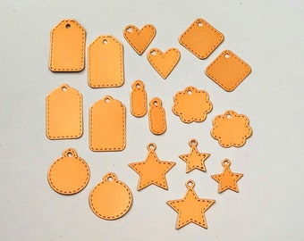 Cute Copper Gift Tags, Metallic Paper Tags, Set of 18pcs, Small Copper Junk Journal Dangle Tags