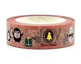 Christmas Joy, Gold Foil, Washi Tape, Scrapbooking Washi Tape, 10m Full Roll Washi Tape, Christmas Washi Tape, Stationery Journal