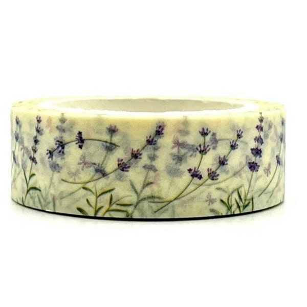 Lavender Flowers Washi Tape, 1m/10m Option, Scrapbooking Washi Tape, 10m Full Roll Washi Tape