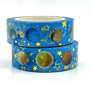 Ruban adhésif Washi bleu, ruban adhésif Washi Galaxy, ruban adhésif Washi Space, ruban adhésif Washi doré, ruban adhésif Washi papier aluminium