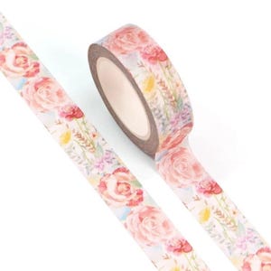 Floral, Washi Tape, Scrapbooking Washi Tape, Flowers Washi Tape, Pink Washi Tape