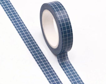 Dark Blue Grid Washi Tape, Scrapbooking Washi Tape, 10m Full Roll Washi Tape