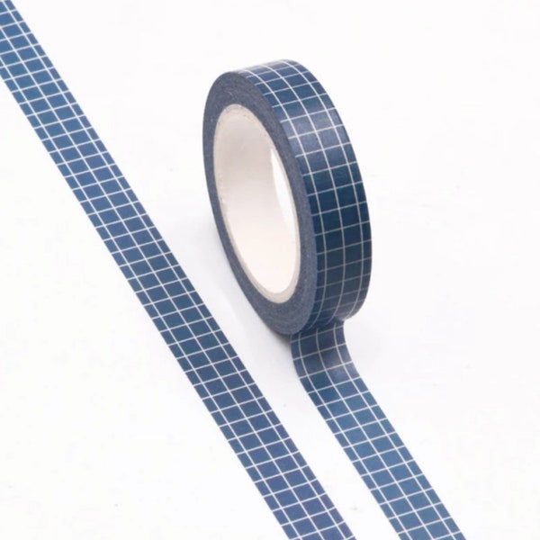 Dark Blue Grid Washi Tape, Scrapbooking Washi Tape, 10m Full Roll Washi Tape