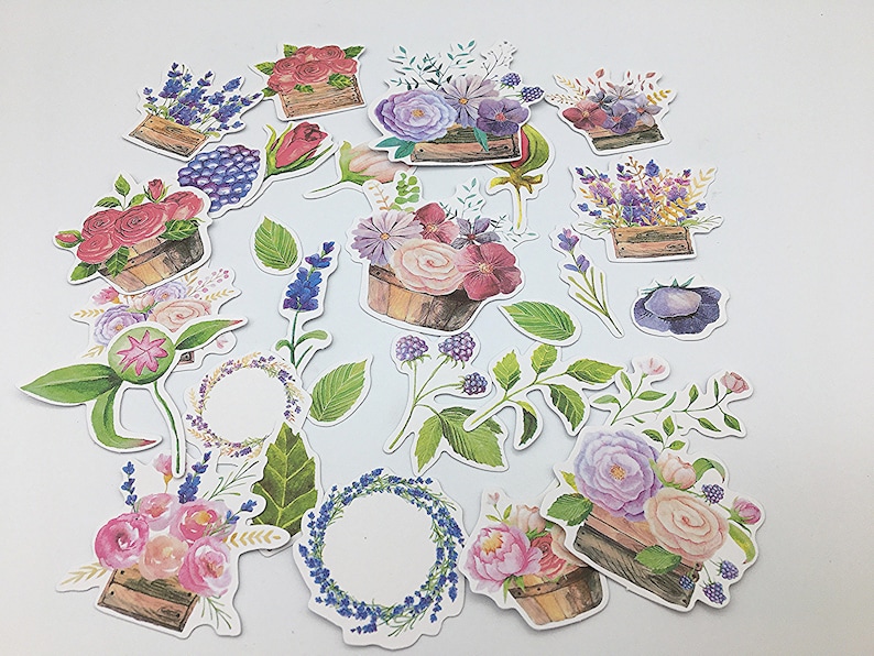 Flowers Sticker Set Diy Crafts Scrapbooking Stickers Etsy