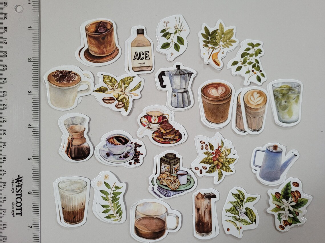 Coffee 46 pcs Sticker Set Scrapbooking Stickers Diy Crafts Etsy