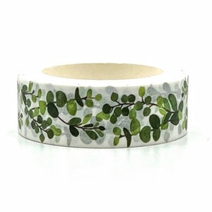 Eucalyptus Leaves, Washi Tape, 1m/10m Option, Scrapbooking Washi Tape, 1m Length Sample Washi Tape, 10m Full Roll Washi Tape