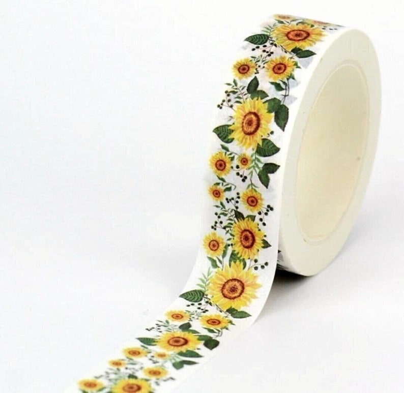 Sunflowers Washi Tape, 1m/10m Length Washi Tape, Scrapbooking Washi Tape image 2