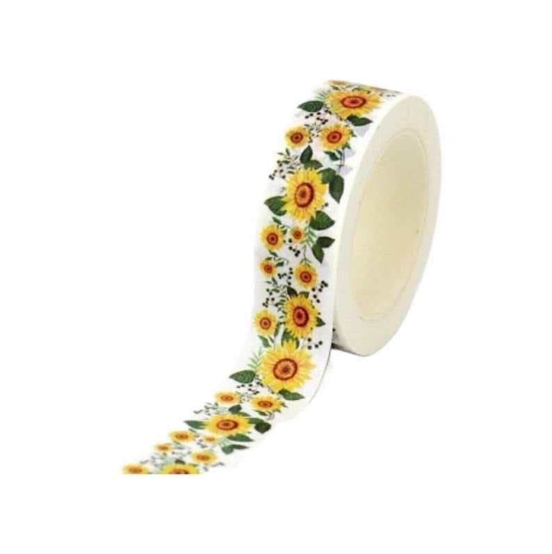 Sunflowers Washi Tape, 1m/10m Length Washi Tape, Scrapbooking Washi Tape image 1