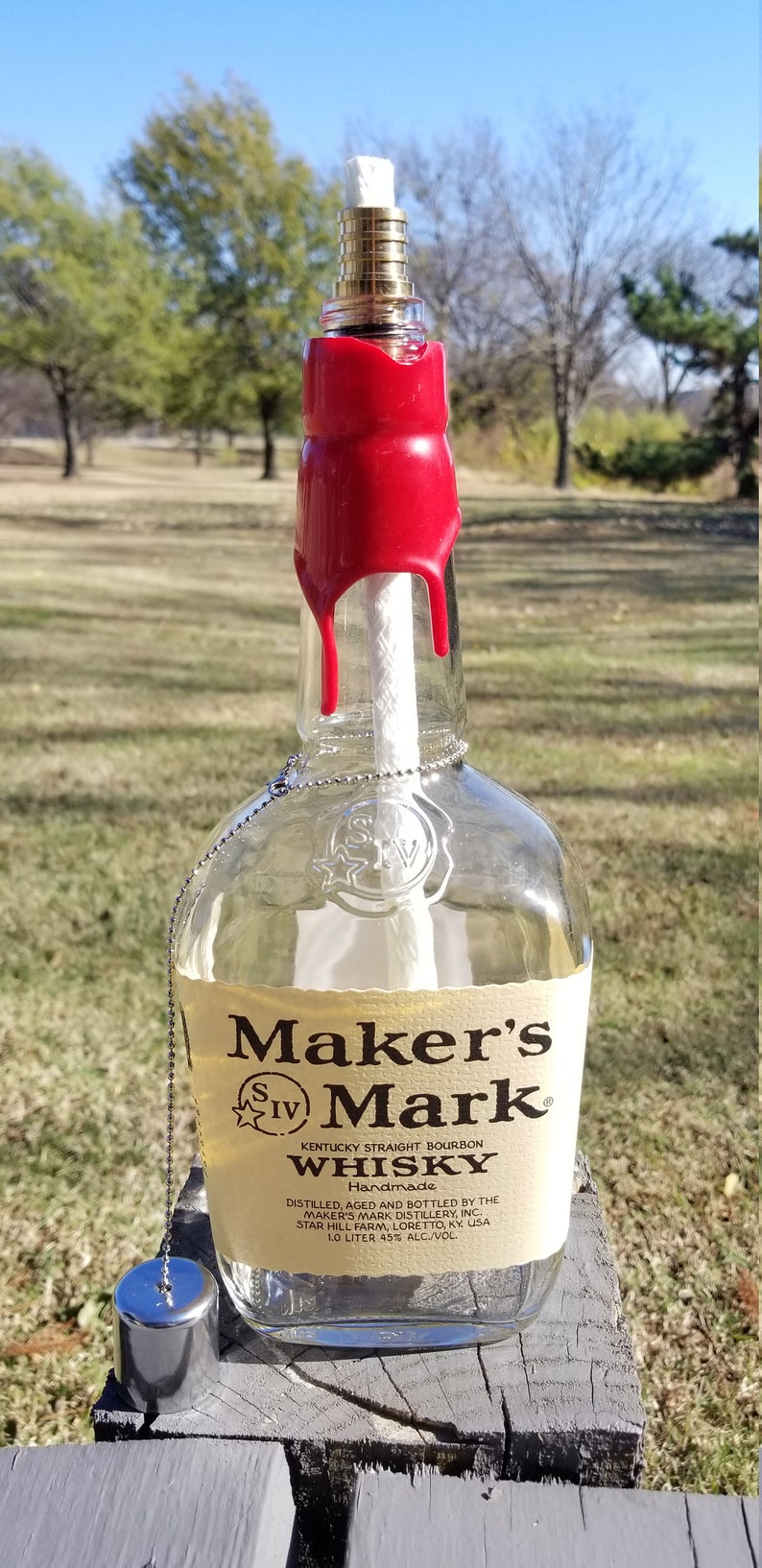 Maker's Mark 1 L Bourbon Whisky Recycled Bottle Patio Torch image 1