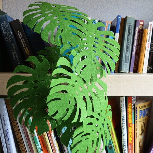 Monstera Leaves, 9 leaves, Greenery, Felt Flowers, Handmade Flowers, Felt kit, Felt plants, Felt leaves, Artificial leaves, Green leaves