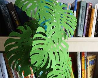 Monstera Leaves, 9 leaves, Greenery, Felt Flowers, Handmade Flowers, Felt kit, Felt plants, Felt leaves, Artificial leaves, Green leaves