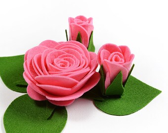 Huge Roses, Felt Flowers, Handmade Felt Flowers, Felt roses, Artificial flowers, Felt bouquet, Felt leaves, Artificial leaves, Felt plants