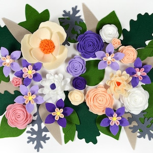 Purple Bouquet, 21 flowers, Felt Flowers, Purple flowers, Handmade Flowers, Felt wildflower, Faux flowers, Artificial flowers, Felt bouquet