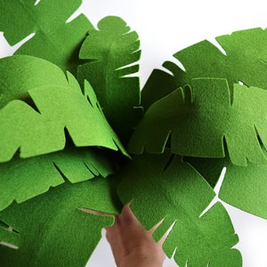 Foglie di banano, 12 foglie, verde, fiori di feltro, fiori fatti a mano, kit di feltro, foglie artificiali, piante di feltro, foglie di feltro, foglie tropicali