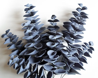 Grey Eucalyptus, 9 twigs, Greenery, Felt Flowers, Handmade Felt Flowers, Felt kit, Felt bouquet, Artificial leaves, Faux leaves, Felt plants