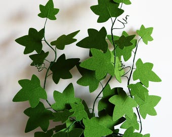 Ivy bouquet, 5 branches, Greenery, Felt green leaves, Botanical decoration, Liana, Faux leaves, Plant decoration, Floral decor