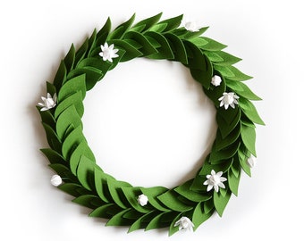 Spring Wreath, Leaves and Jasmine, White Flowers, Transformer, Holidays, Felt Garland, Table setting, Photo prop, Backdrop