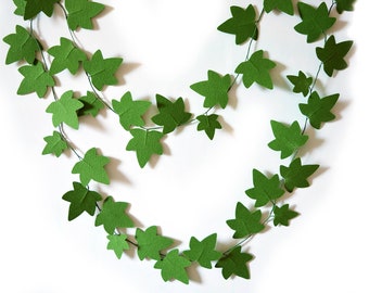 Ivy Leaves, Felt Garland, Liana, Greenery, Balloon tail, Banner, Jungle Party, Photo prop, Backdrop, Fireplace garland, Felt leaf garland